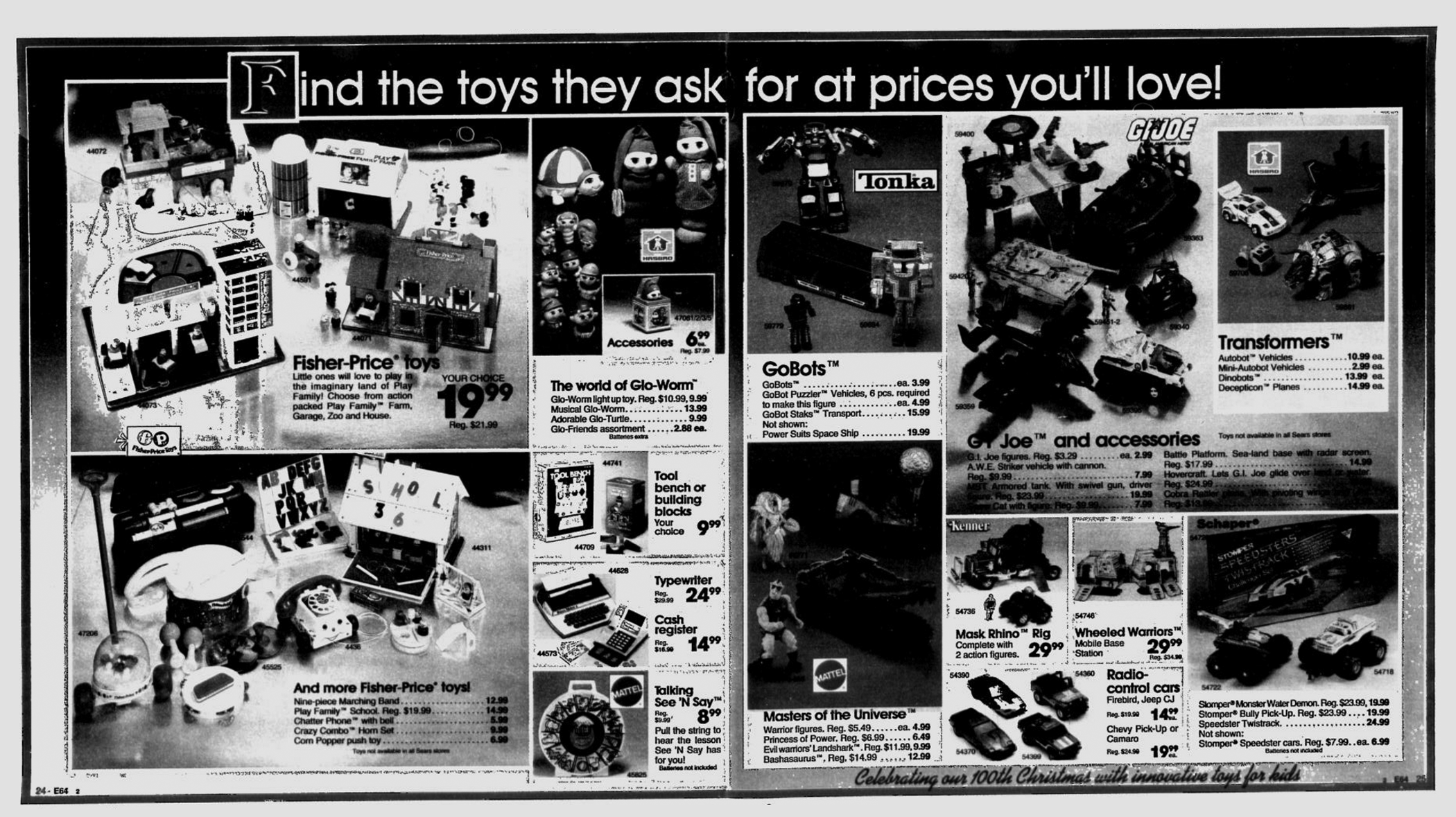 1985 Sears Newspaper Ad Featuring G.I. Joe, Transformers, M.A.S.K., and