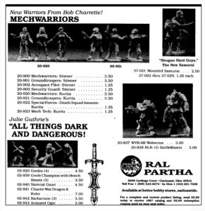 1987 Ral Partha MechWarrior and BattleTech Miniatures Advertisement