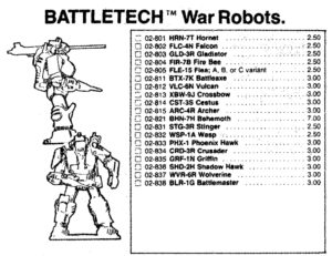 Ral Partha 1986 “BattleTech War Robots.”